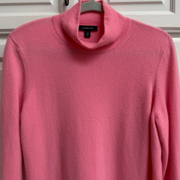 Lands End 100% Cashmere Turtleneck Sweater in Pink Size Large Petite - Picture 4 of 8